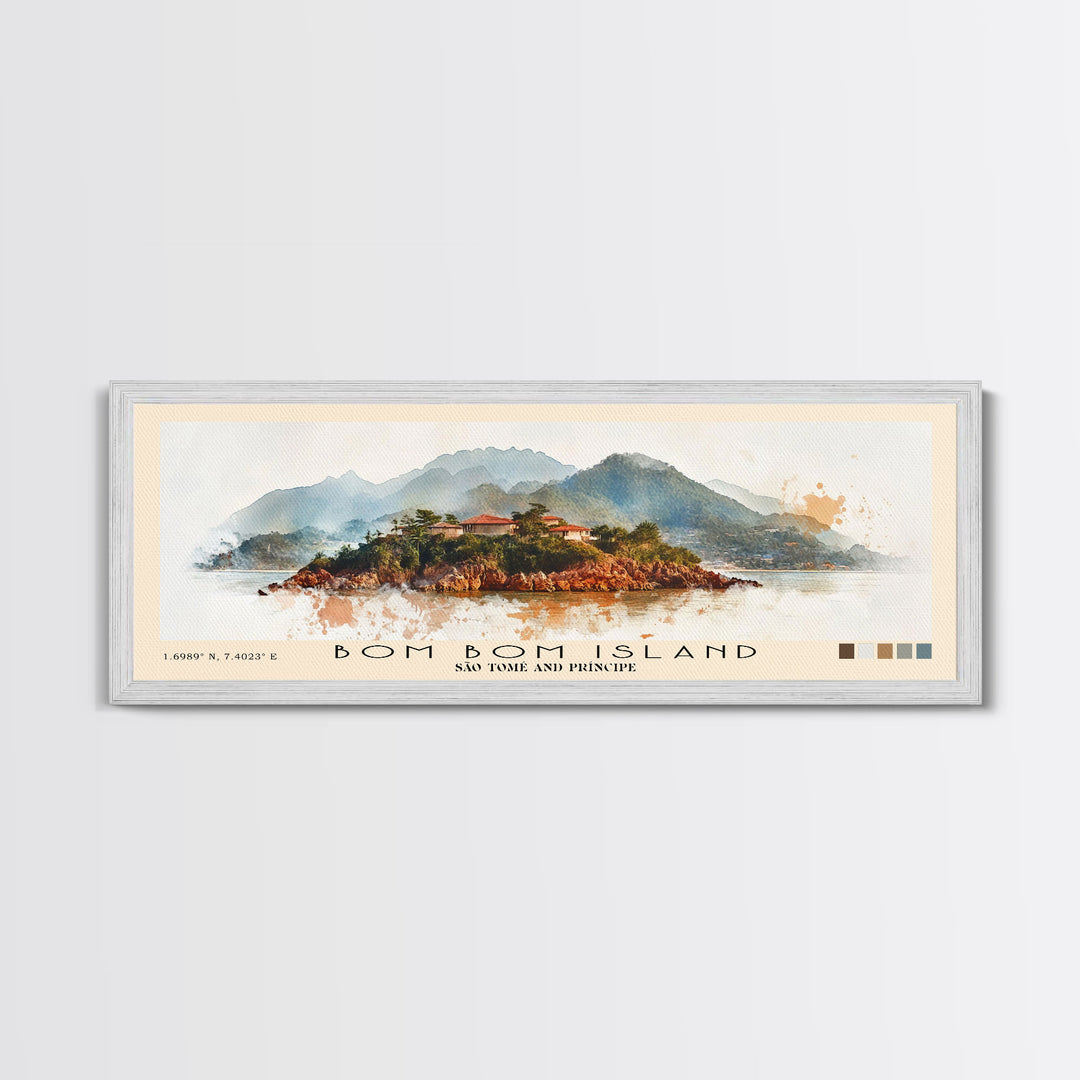Bom Bom Island, São Tomé and Príncipe Watercolor Print, Vacation Gift, São Tomé and Príncipe Wall Art, Vacation Wall Art, Vacatation Memories, Beach Decor, Beach Or Lakehouse Art