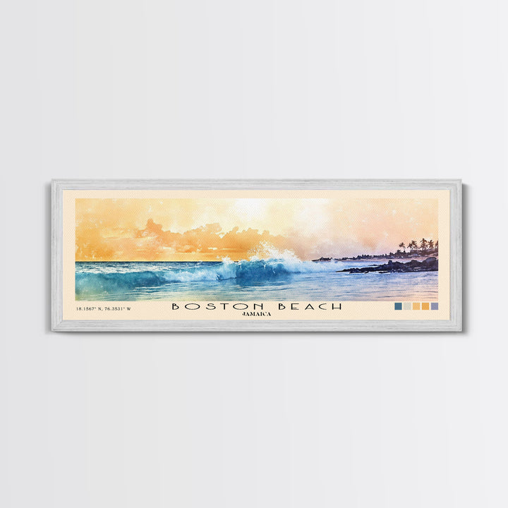 Boston Beach, Jamaica Watercolor Beach Print, Vacation Gift, Jamaica Wall Art, Beach Painting, Beach Decor, Beach Painting