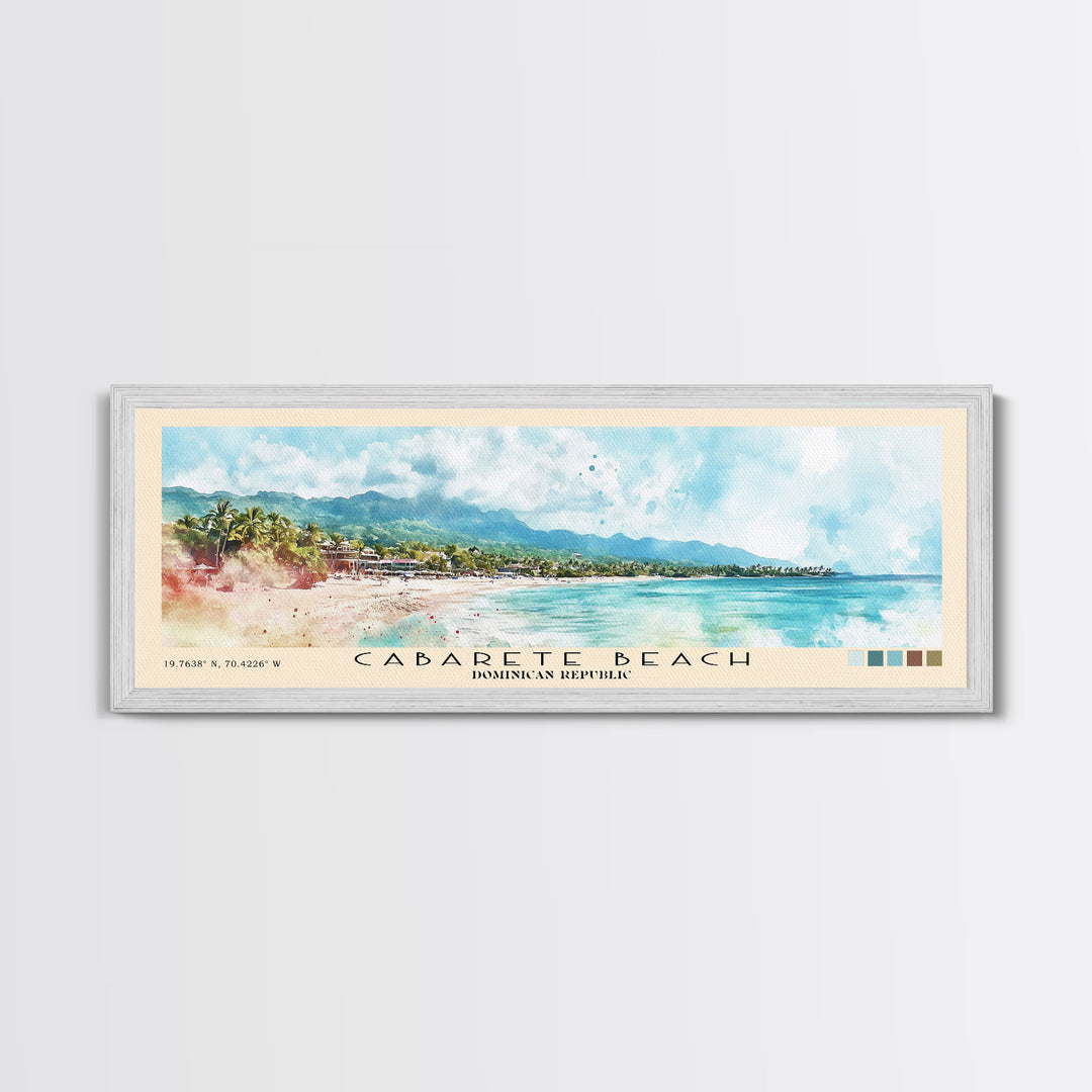 Cabarete Beach, Dominican Republic Watercolor Print, Vacation Gift, Dominican Republic Wall Art, Beach Painting, Beach Decor, Large Wall Art, Wood Frame Art