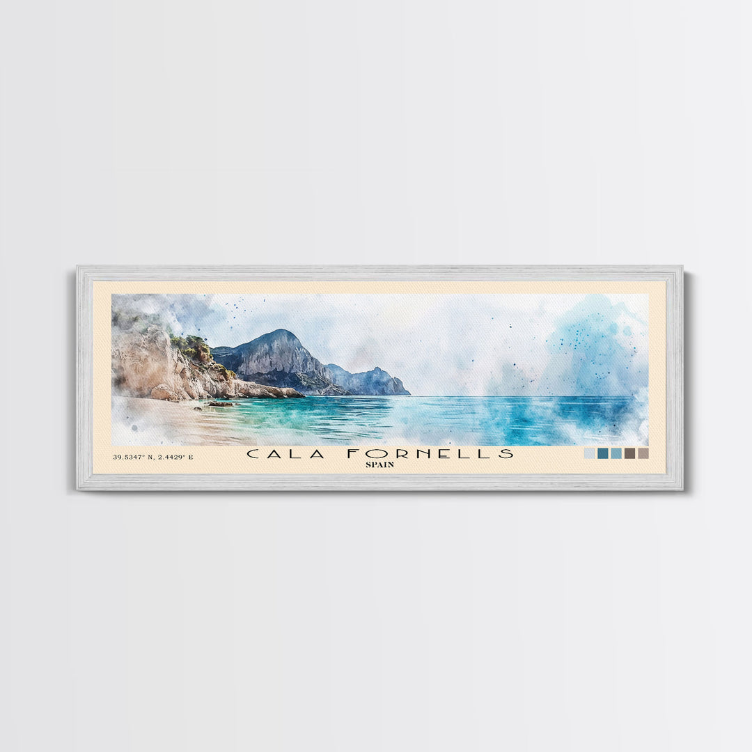 Cala Fornells, Spain Watercolor Print, Vacation Gift, Spain Wall Art, Beach Painting, Beach Decor, Beach Or Lakehouse Art