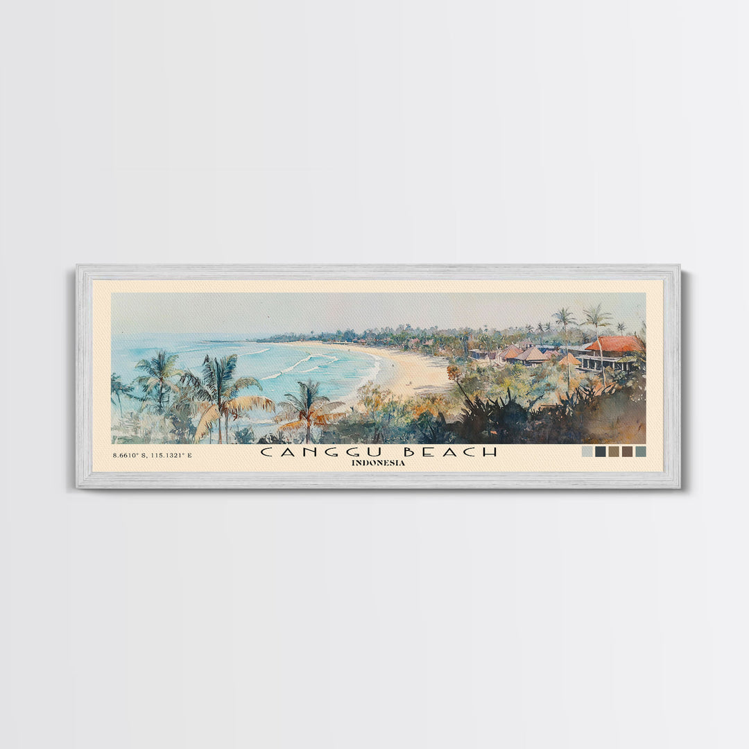 Canggu Beach, Indonesia Watercolor Print, Vacation Gift, Indonesia Wall Art, Beach Painting, Beach Decor, Large Wall Art, Wood Frame Art