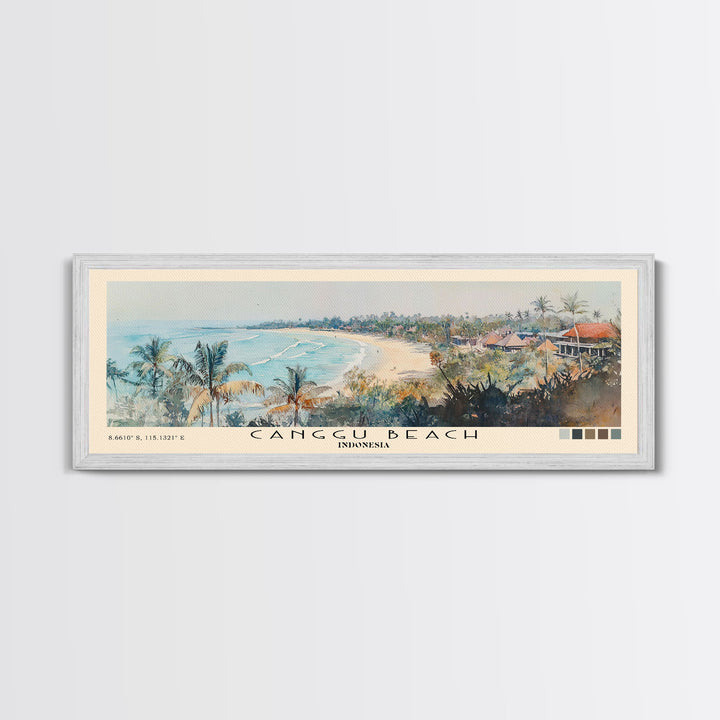 Canggu Beach, Indonesia Watercolor Print, Vacation Gift, Indonesia Wall Art, Beach Painting, Beach Decor, Large Wall Art, Wood Frame Art
