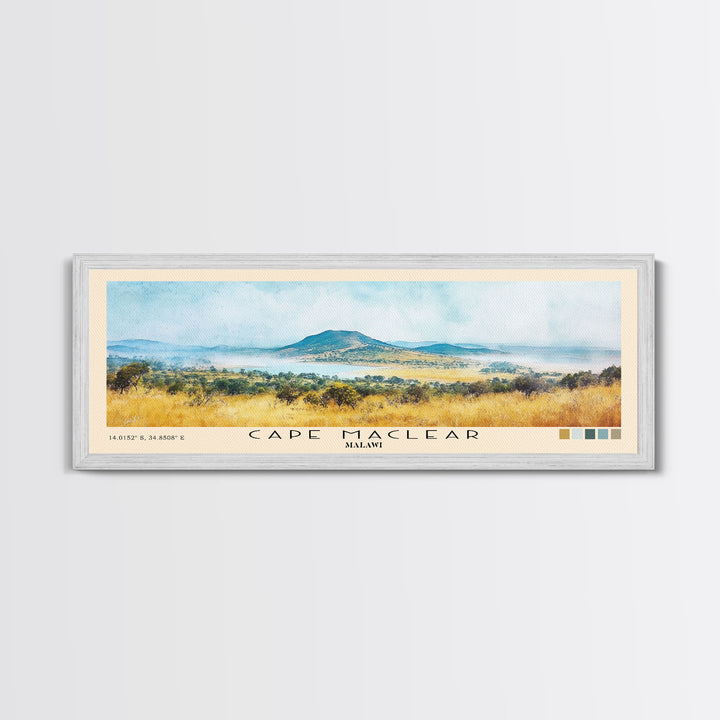 Cape Maclear, Malawi Watercolor Print, Vacation Gift, Malawi Wall Art, Beach Painting, Beach Decor, Large Wall Art, Wood Frame Art