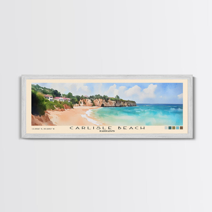 Carlisle Beach, Barbados Watercolor Print, Vacation Gift, Barbados Wall Art, Beach Painting, Beach Decor, Beach Or Lakehouse Art