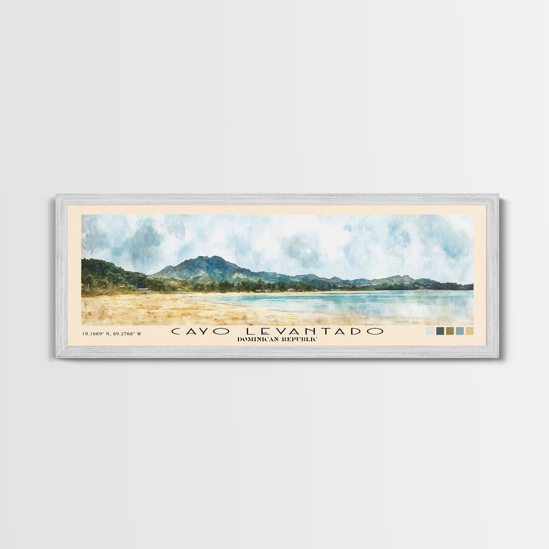 Cayo Levantado, Dominican Republic Watercolor Print, Vacation Gift, Dominican Republic Wall Art, Beach Painting, Beach Decor, Large Wall Art, Wood Frame Art