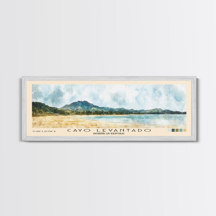 Cayo Levantado, Dominican Republic Watercolor Print, Vacation Gift, Dominican Republic Wall Art, Beach Painting, Beach Decor, Large Wall Art, Wood Frame Art