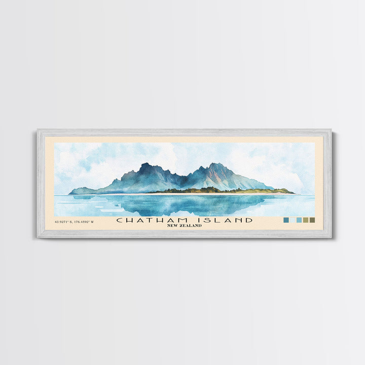 Chatham Island, New Zealand Watercolor Print, Vacation Gift, New Zealand Wall Art, Beach Painting, Beach Decor, Large Wall Art, Wood Frame Art