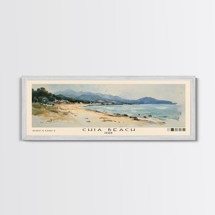 Chia Beach, Italy Watercolor Print, Vacation Gift, Italy Wall Art, Beach Painting, Beach Decor, Beach Or Lakehouse Art