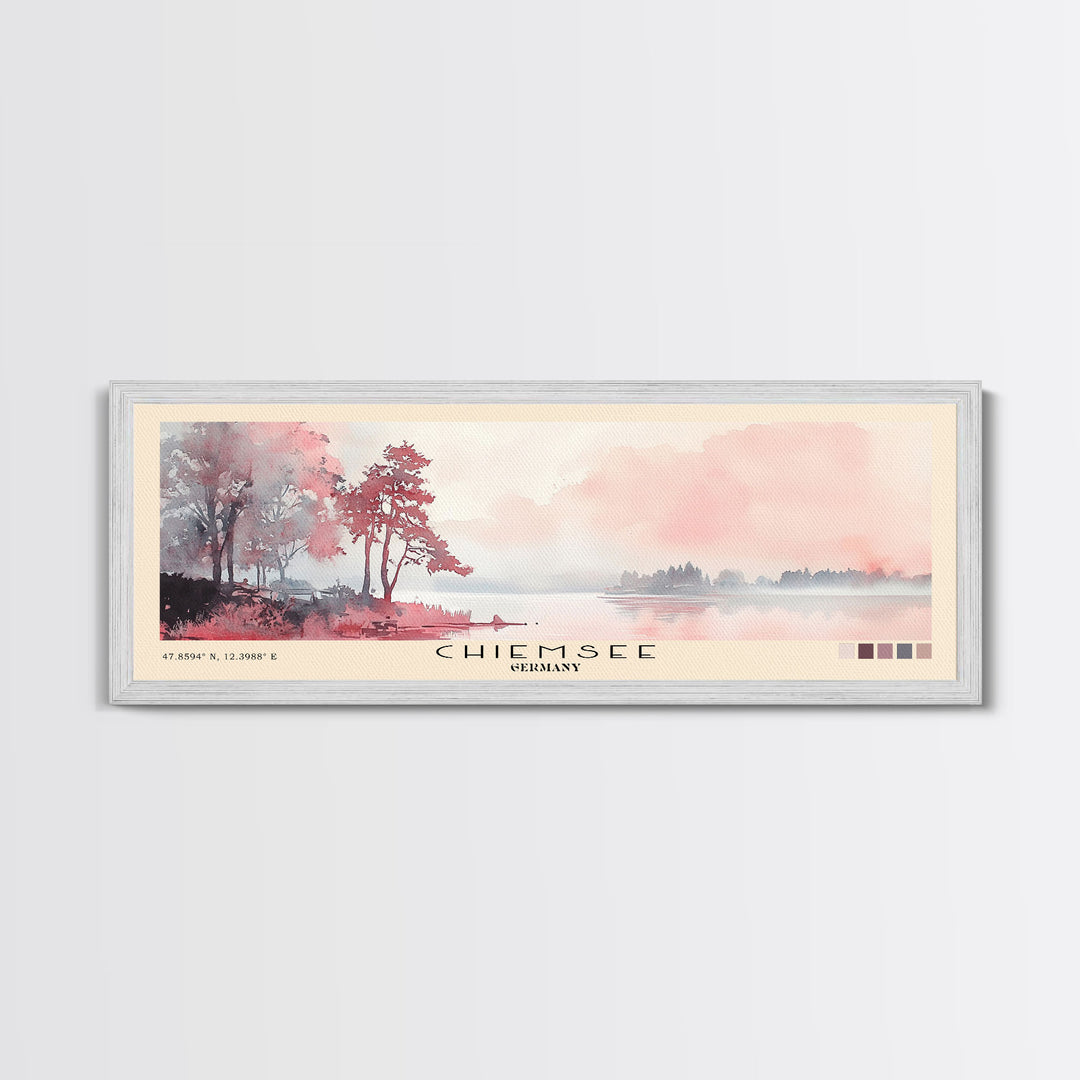 Chiemsee, Germany Watercolor Print, Vacation Gift, Germany Wall Art, Beach Painting, Beach Decor, Large Wall Art, Wood Frame Art