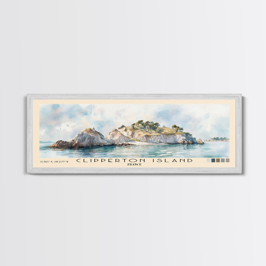 Clipperton Island, France Watercolor Print, Vacation Gift, France Wall Art, Vacation Wall Art, Vacatation Memories, Beach Decor, Beach Or Lakehouse Art