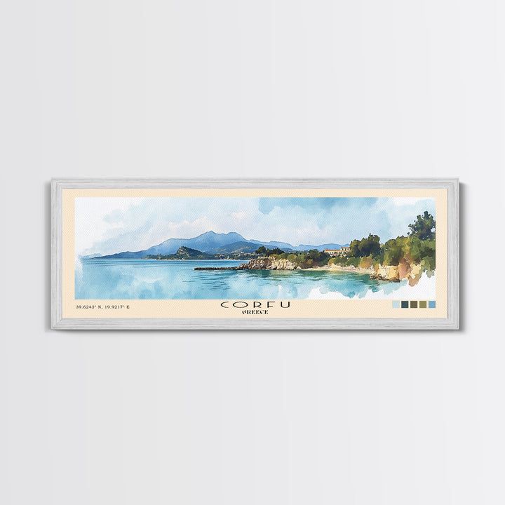 Corfu, Greece Watercolor Beach Print, Vacation Gift, Greece Wall Art, Beach Painting, Beach Decor, Beach Painting