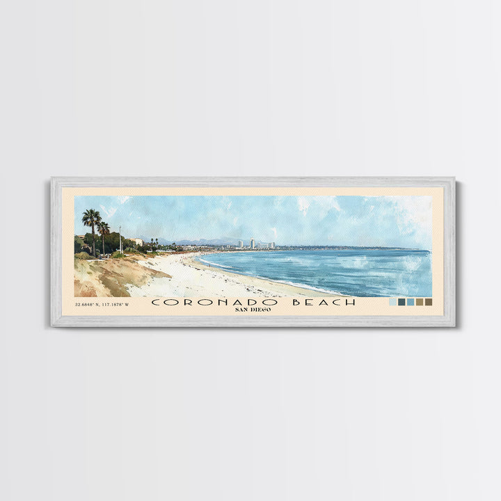 Coronado Beach, San Diego Watercolor Beach Print, Vacation Gift, San Diego Wall Art, Beach Painting, Beach Decor, Beach Painting
