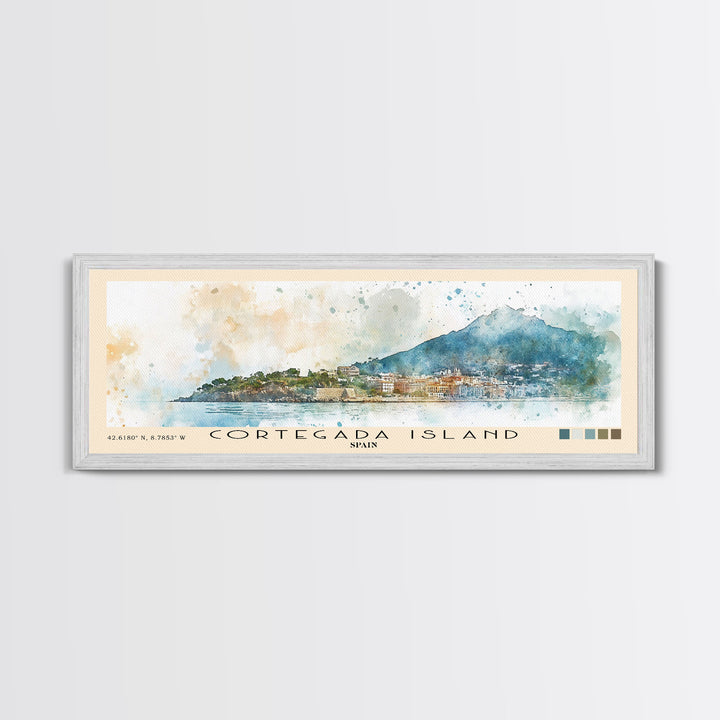 Cortegada Island, Spain Watercolor Beach Print, Vacation Gift, Spain Wall Art, Framed Canvas Print, Framed Beach Painting