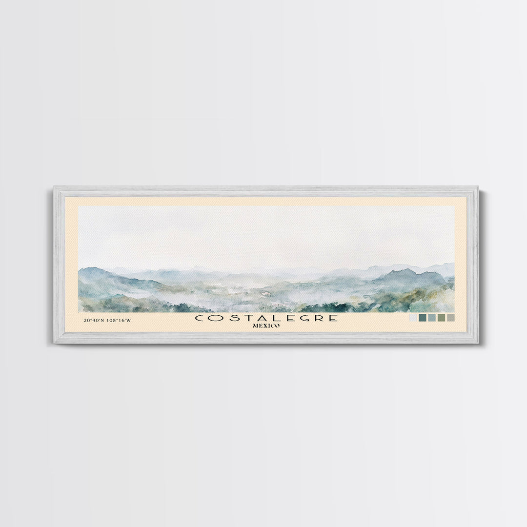 Costalegre, Mexico Watercolor Print, Vacation Gift, Mexico Wall Art, Beach Painting, Beach Decor, Large Wall Art, Wood Frame Art