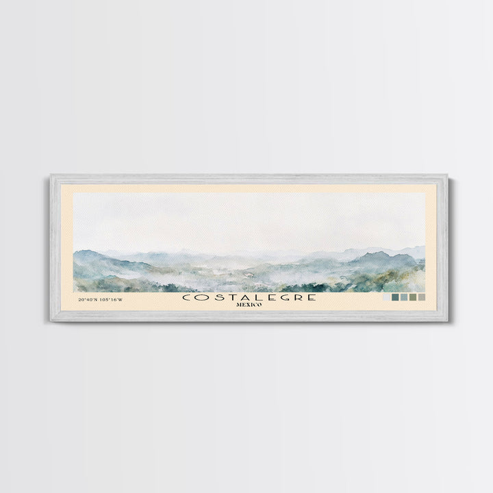 Costalegre, Mexico Watercolor Print, Vacation Gift, Mexico Wall Art, Beach Painting, Beach Decor, Large Wall Art, Wood Frame Art