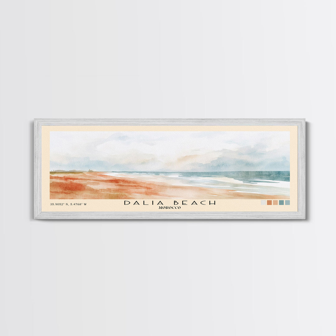 Dalia Beach, Morocco Watercolor Print, Vacation Gift, Morocco Wall Art, Beach Painting, Beach Decor, Large Wall Art, Wood Frame Art