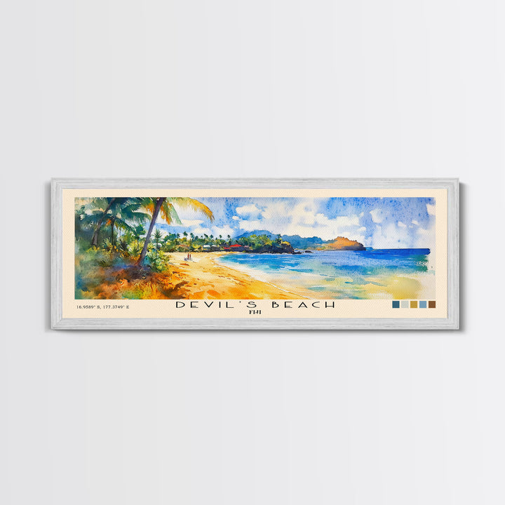 Devil’s Beach, Fiji Watercolor Beach Print, Vacation Gift, Fiji Wall Art, Beach Painting, Beach Decor, Beach Painting