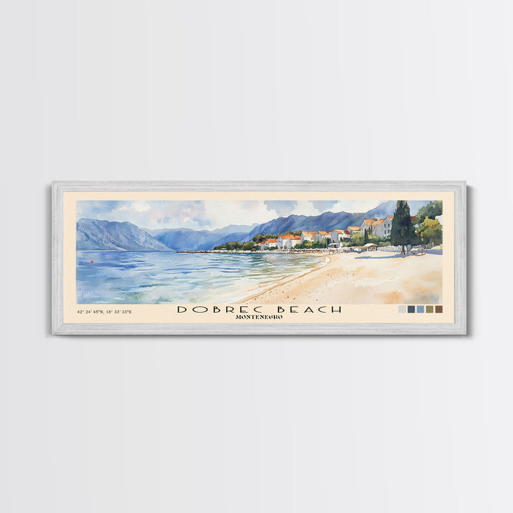 Dobrec Beach, Montenegro Watercolor Beach Print, Vacation Gift, Montenegro Wall Art, Beach Painting, Beach Decor, Beach Painting