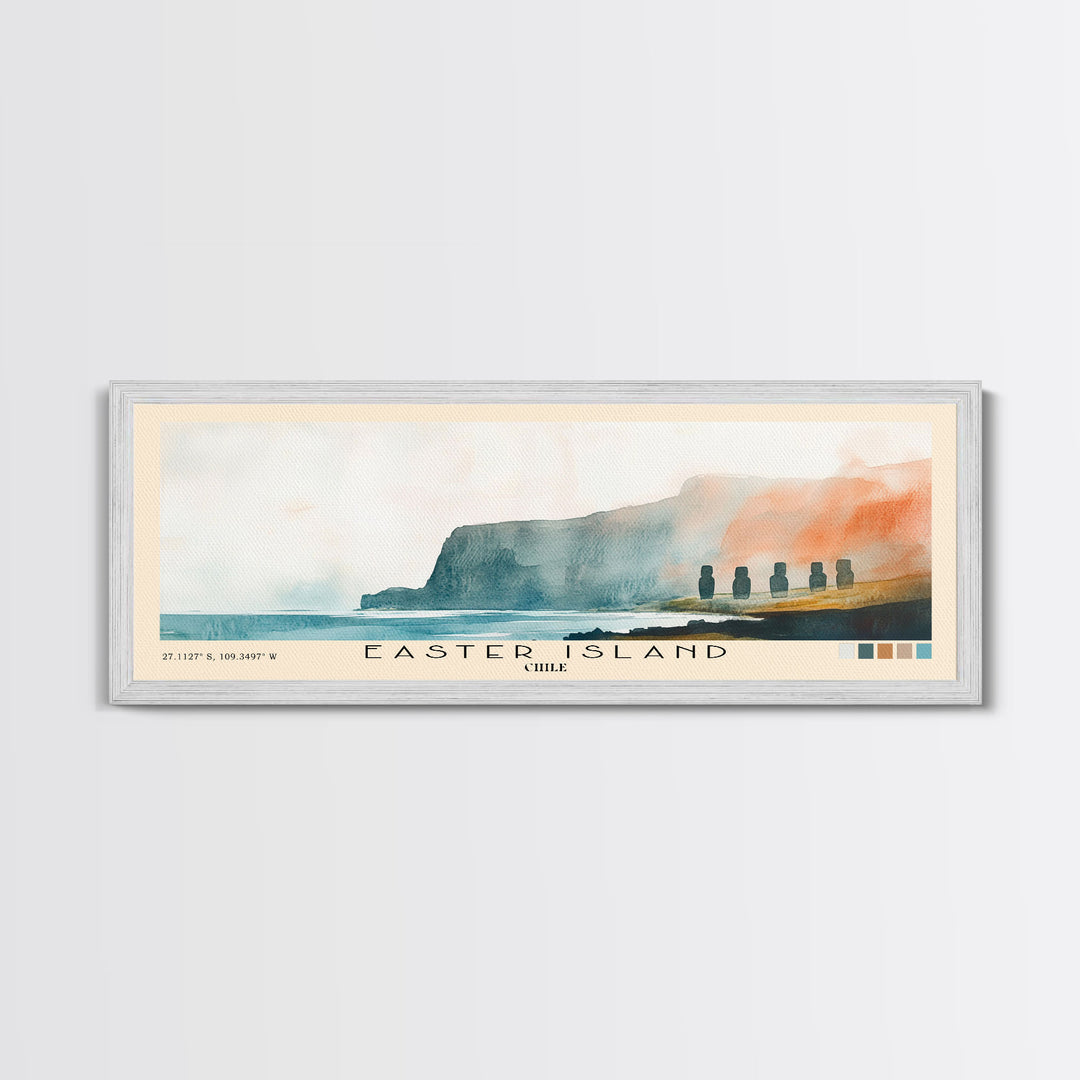 Easter Island, Chile Watercolor Beach Print, Vacation Gift, Chile Wall Art, Beach Painting, Beach Decor, Beach Painting