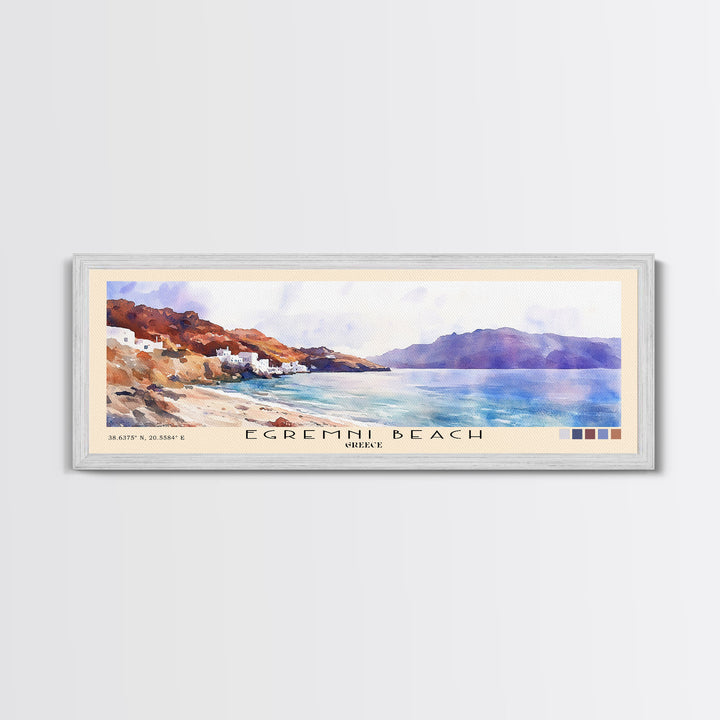 Egremni Beach, Greece Watercolor Print, Vacation Gift, Greece Wall Art, Vacation Wall Art, Vacatation Memories, Beach Decor, Beach Or Lakehouse Art