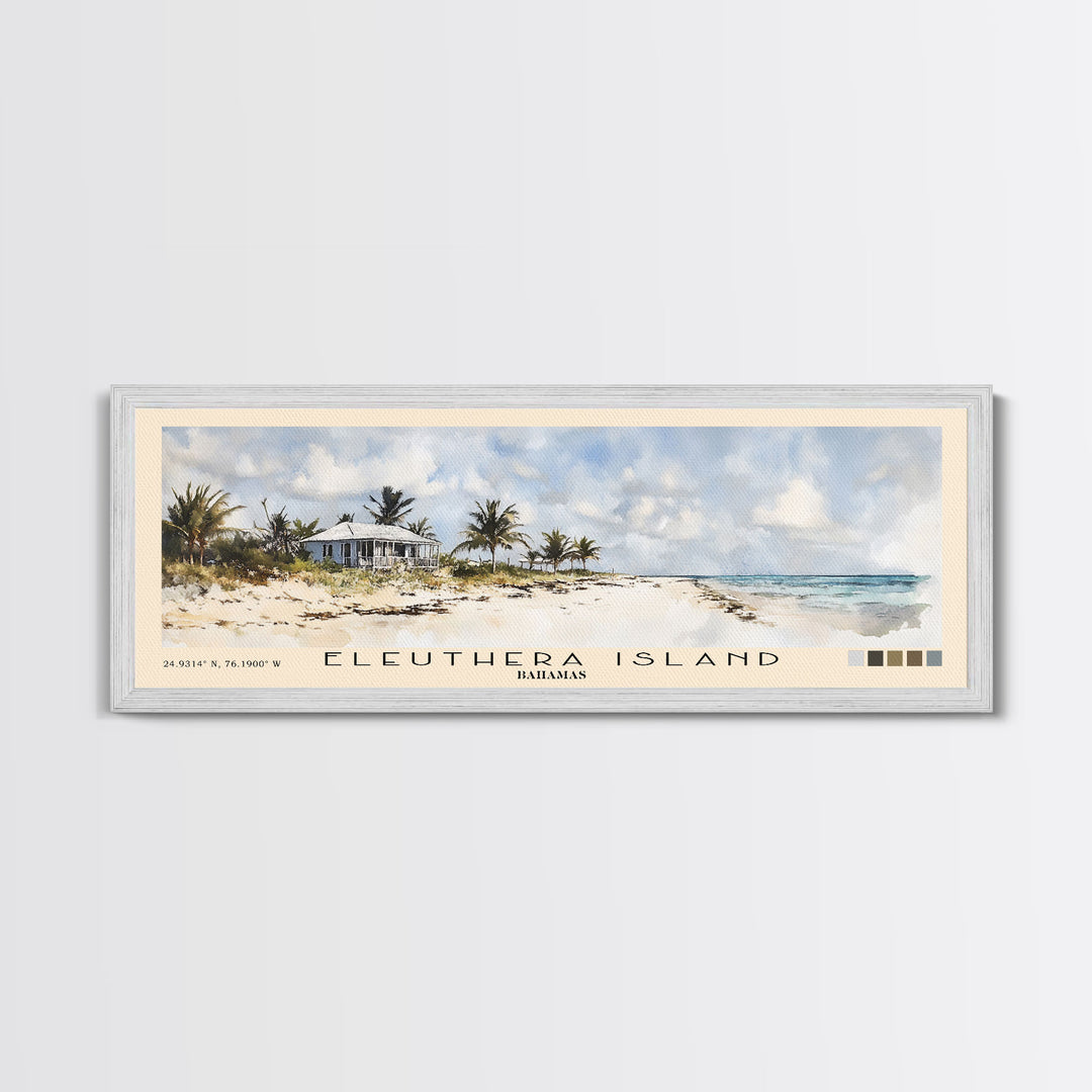 Eleuthera Island, Bahamas Watercolor Print, Vacation Gift, Bahamas Wall Art, Beach Painting, Beach Decor, Large Wall Art, Wood Frame Art