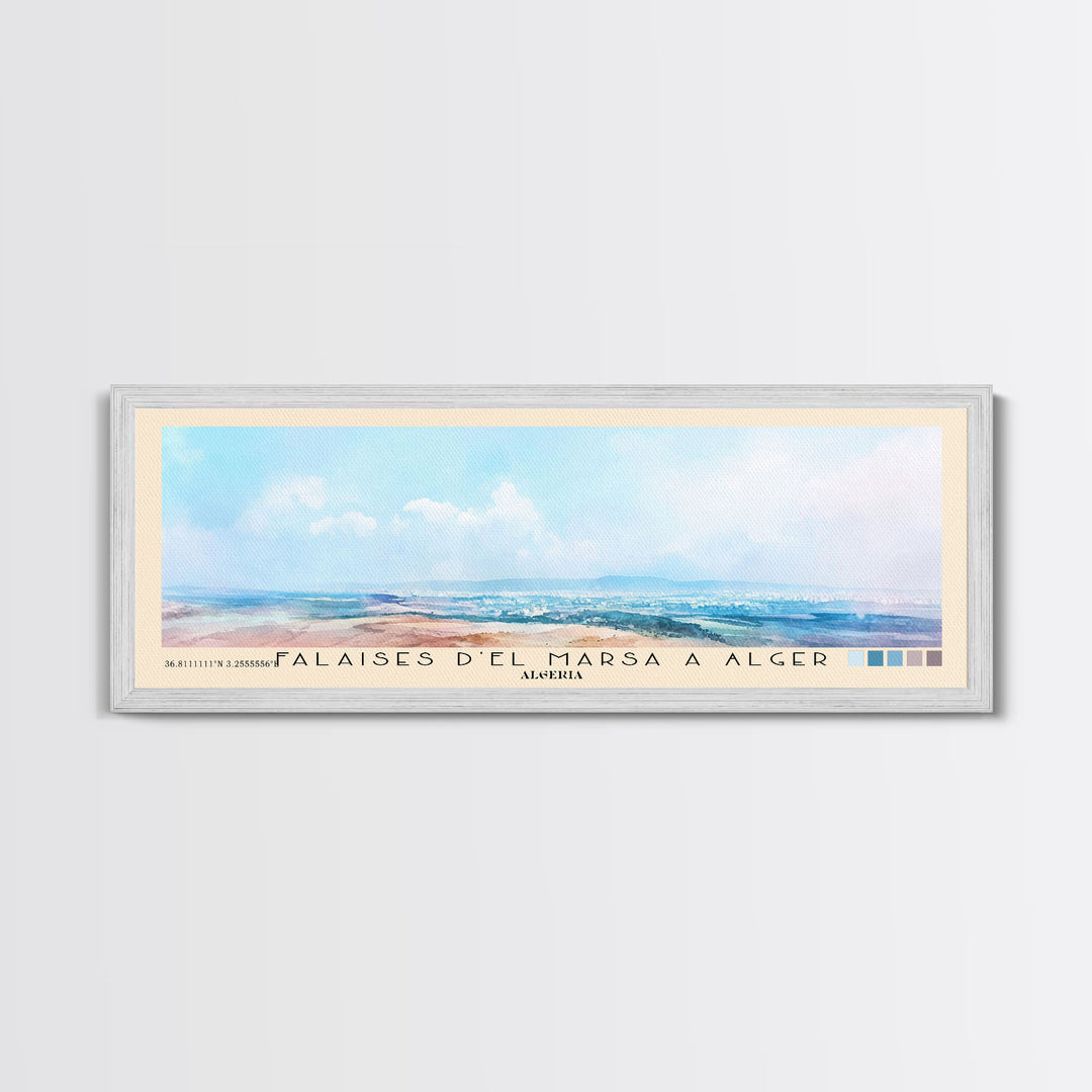 Falaises d’El Marsa a Alger, Algeria Watercolor Print, Vacation Gift, Algeria Wall Art, Beach Painting, Beach Decor, Beach Or Lakehouse Art