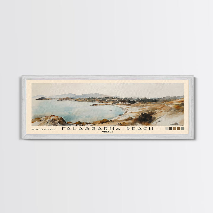 Falassarna Beach, Greece Watercolor Print, Vacation Gift, Greece Wall Art, Beach Painting, Beach Decor, Large Wall Art, Wood Frame Art