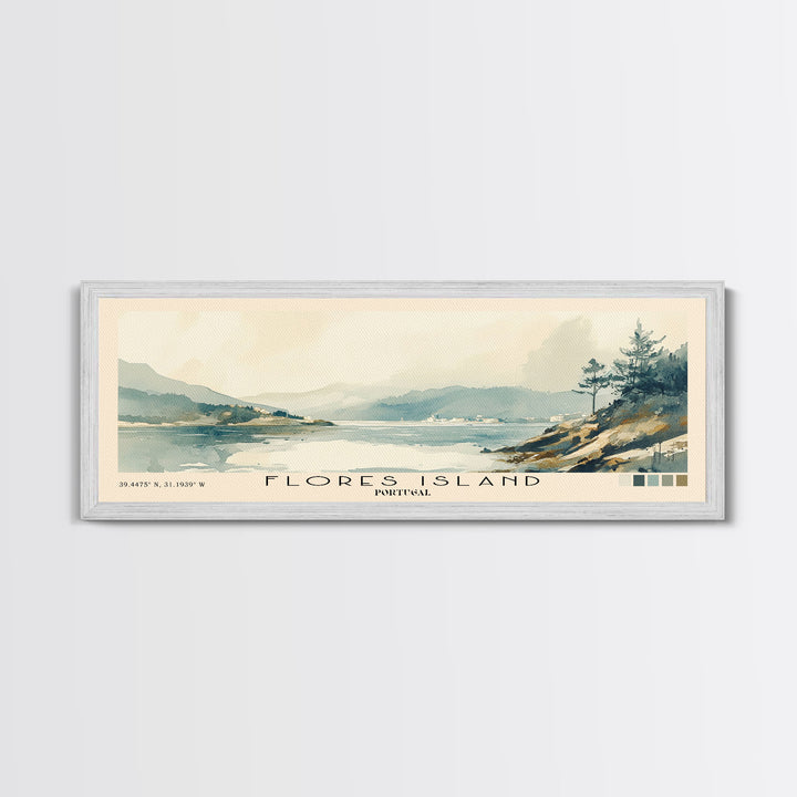 Flores Island, Portugal Watercolor Beach Print, Vacation Gift, Portugal Wall Art, Framed Canvas Print, Framed Beach Painting