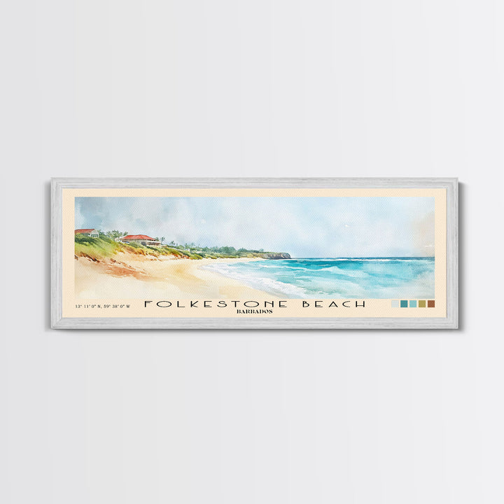 Folkestone Beach, Barbados Watercolor Beach Print, Vacation Gift, Barbados Wall Art, Beach Painting, Beach Decor, Beach Painting