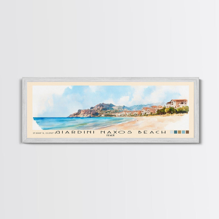 Giardini naxos beach, Italy Watercolor Beach Print, Vacation Gift, Italy Wall Art, Beach Painting, Beach Decor, Beach Painting