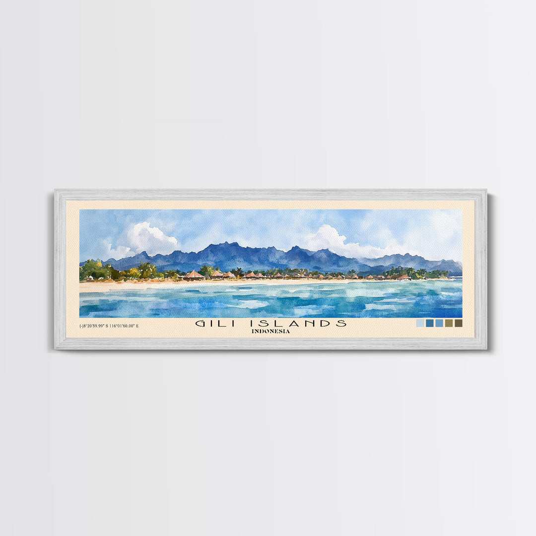 Gili Islands, Indonesia Watercolor Beach Print, Vacation Gift, Indonesia Wall Art, Beach Painting, Beach Decor, Beach Painting