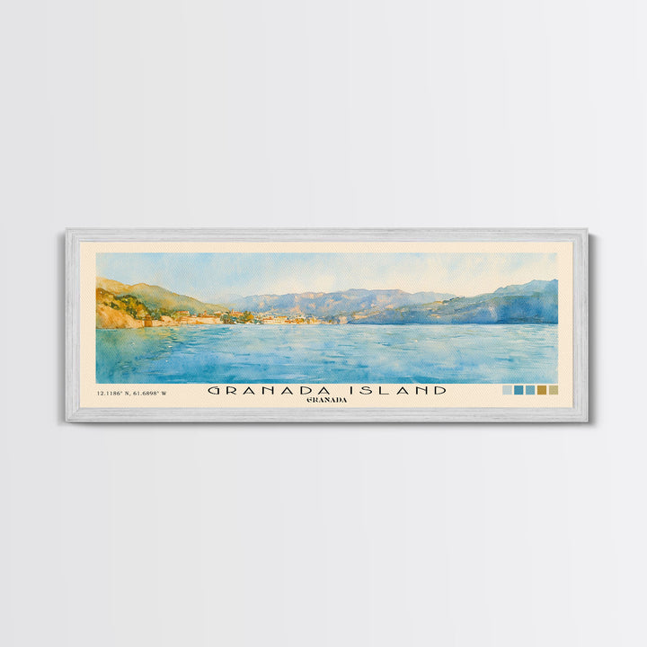 Granada Island, Granada Watercolor Print, Vacation Gift, Granada Wall Art, Beach Painting, Beach Decor, Large Wall Art, Wood Frame Art