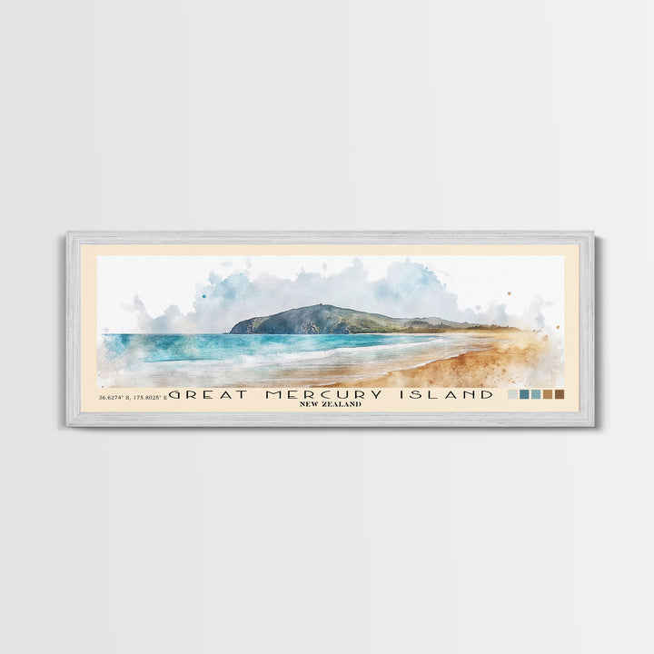 Great Mercury Island, New Zealand Watercolor Print, Vacation Gift, New Zealand Wall Art, Vacation Wall Art, Vacatation Memories, Beach Decor, Beach Or Lakehouse Art