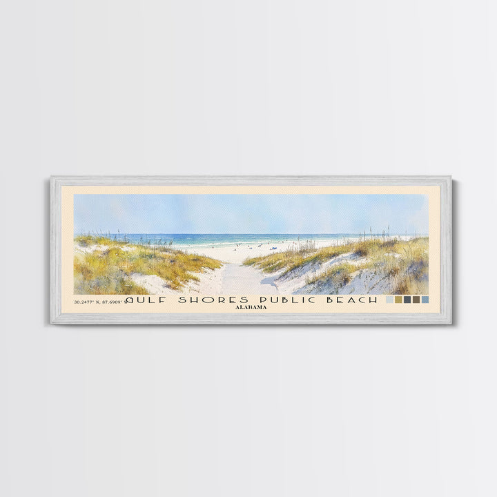 Gulf Shores Public Beach, Alabama Watercolor Print, Vacation Gift, Alabama Wall Art, Beach Painting, Beach Decor, Large Wall Art, Wood Frame Art