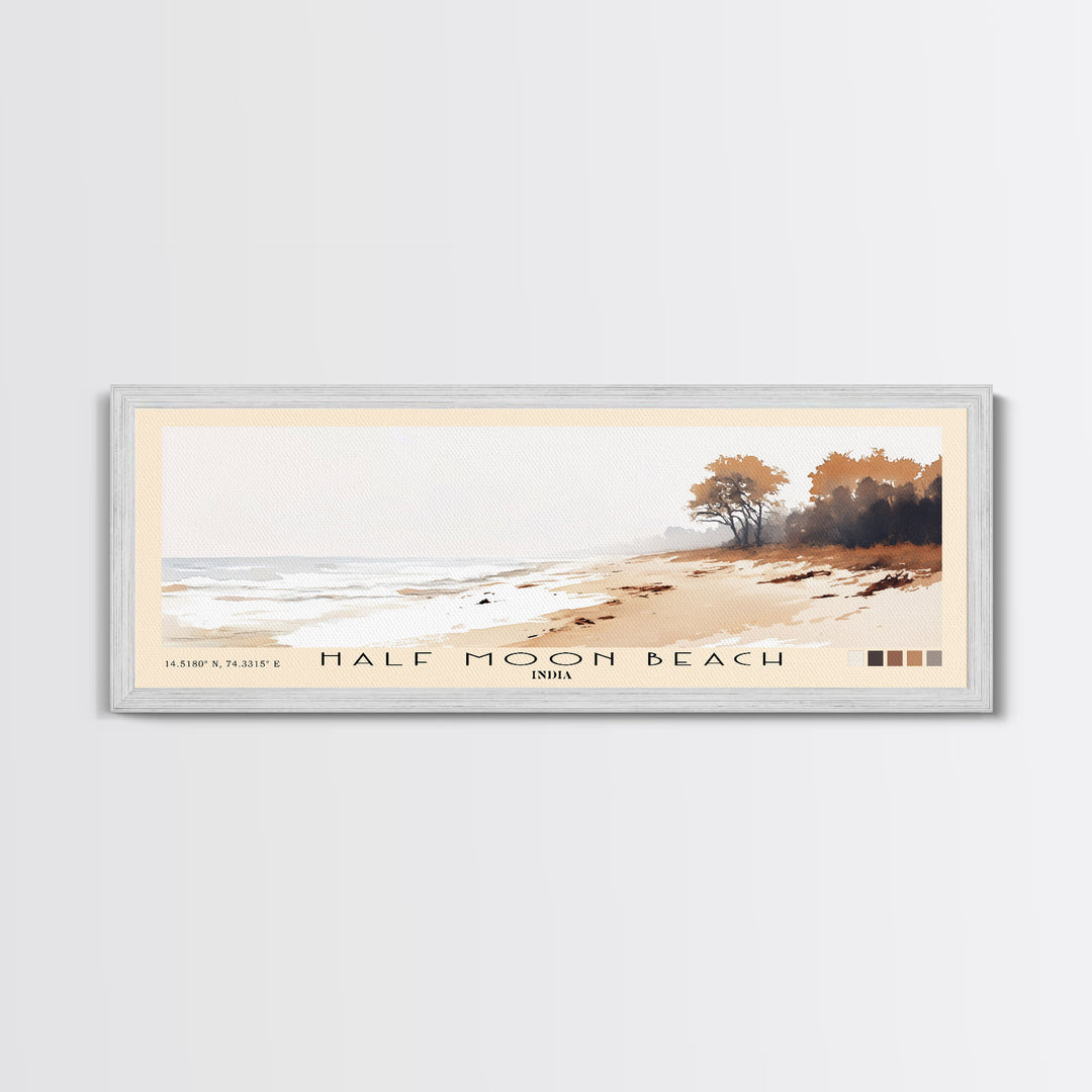 Half Moon Beach, India Watercolor Print, Vacation Gift, India Wall Art, Beach Painting, Beach Decor, Beach Or Lakehouse Art