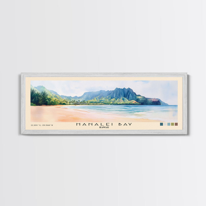 Hanalei Bay, Hawaii Watercolor Print, Vacation Gift, Hawaii Wall Art, Vacation Wall Art, Vacatation Memories, Beach Decor, Beach Or Lakehouse Art