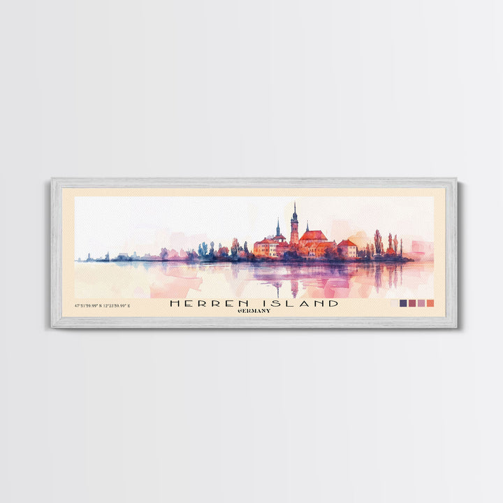 Herren Island, Germany Watercolor Print, Vacation Gift, Germany Wall Art, Beach Painting, Beach Decor, Large Wall Art, Wood Frame Art