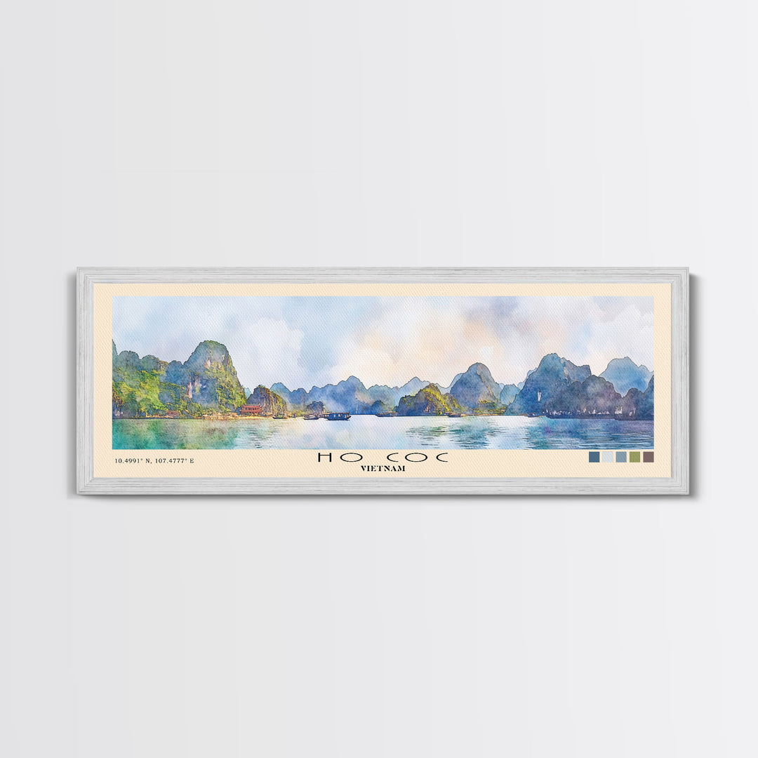 Ho Coc, Vietnam Watercolor Print, Vacation Gift, Vietnam Wall Art, Beach Painting, Beach Decor, Large Wall Art, Wood Frame Art