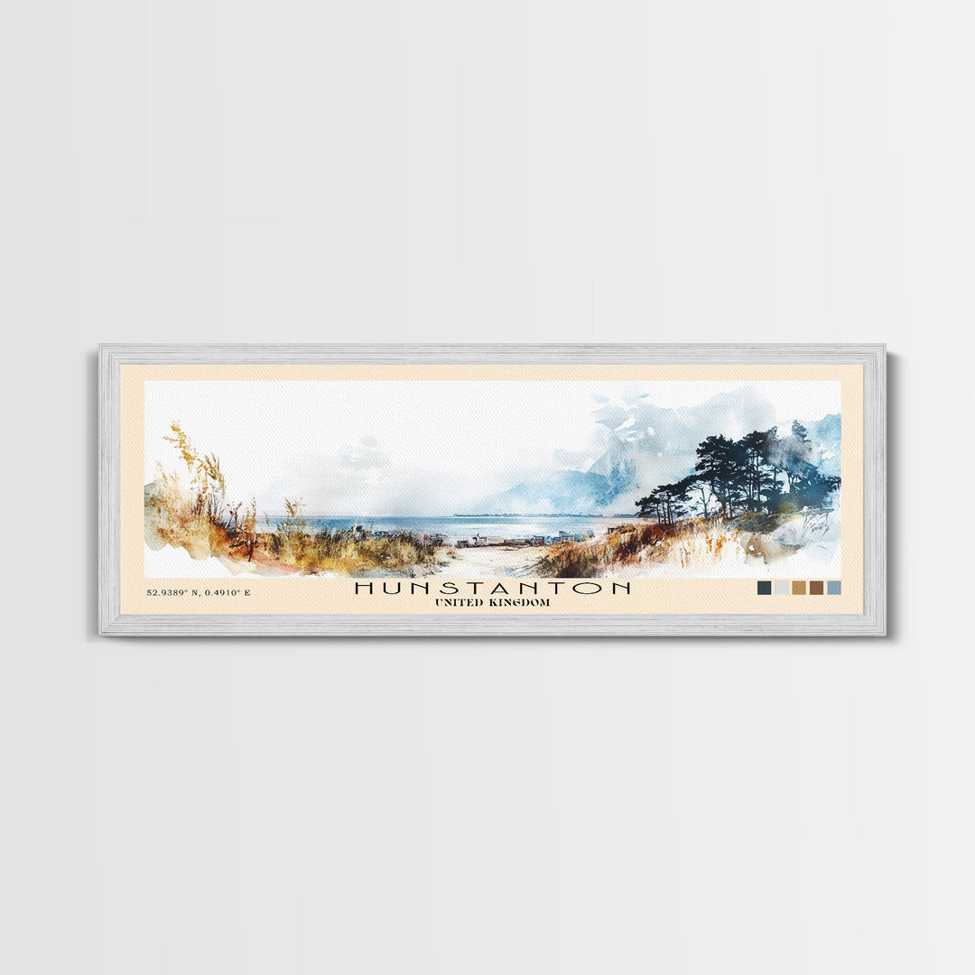 Hunstanton, United Kingdom Watercolor Print, Vacation Gift, United Kingdom Wall Art, Beach Painting, Beach Decor, Beach Or Lakehouse Art