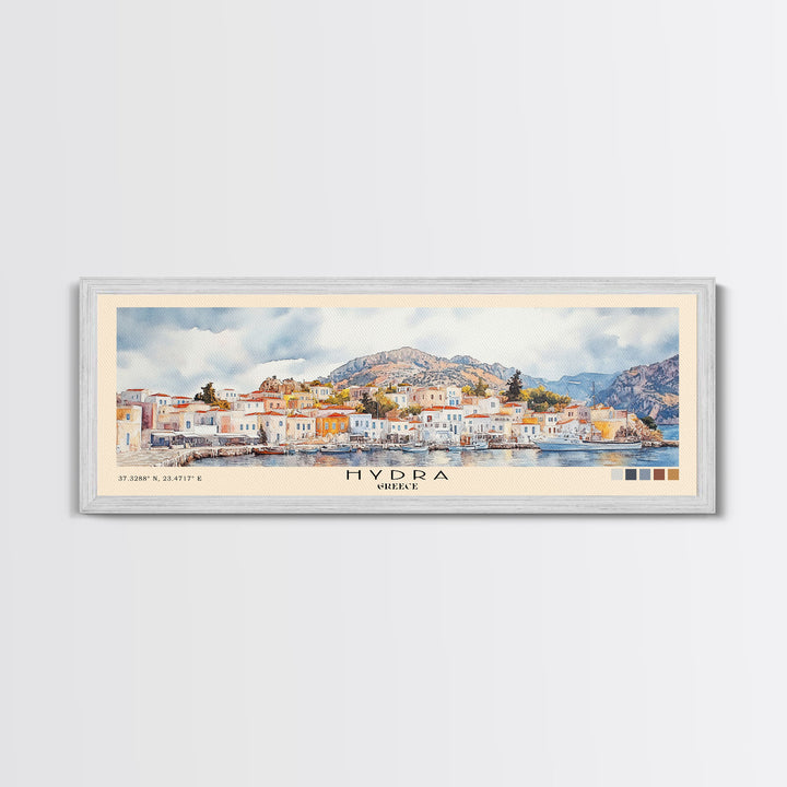Hydra, Greece Watercolor Print, Vacation Gift, Greece Wall Art, Vacation Wall Art, Vacatation Memories, Beach Decor, Beach Or Lakehouse Art