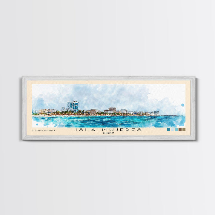 Isla Mujeres, Mexico Watercolor Beach Print, Vacation Gift, Mexico Wall Art, Beach Painting, Beach Decor, Beach Painting
