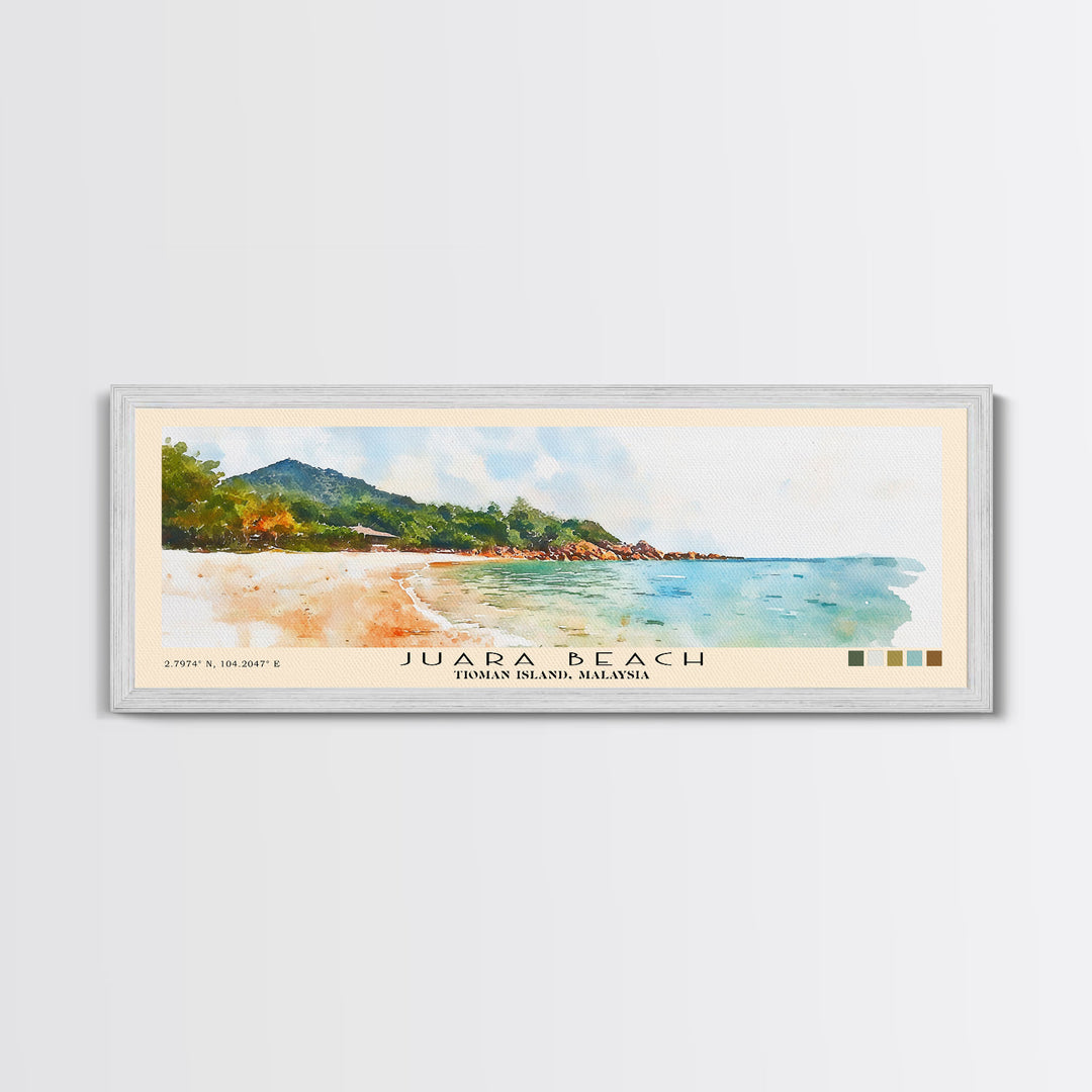 Juara Beach, Tioman Island, Malaysia Watercolor Print, Vacation Gift, Tioman Island, Malaysia Wall Art, Beach Painting, Beach Decor, Large Wall Art, Wood Frame Art