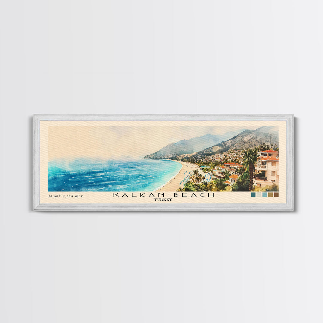 Kalkan Beach, Turkey Watercolor Print, Vacation Gift, Turkey Wall Art, Beach Painting, Beach Decor, Beach Or Lakehouse Art