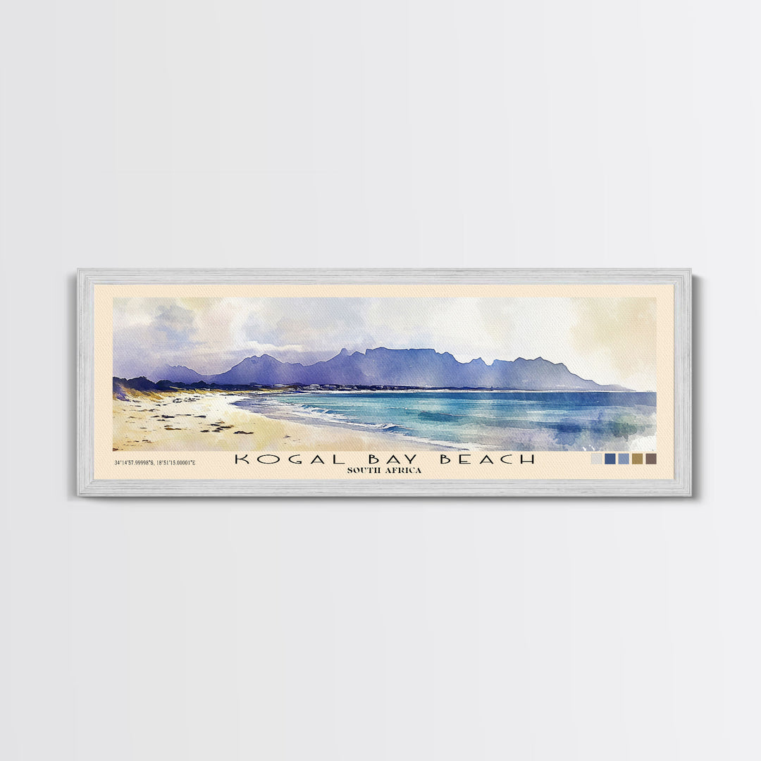 Kogal Bay Beach, South Africa Watercolor Print, Vacation Gift, South Africa Wall Art, Beach Painting, Beach Decor, Large Wall Art, Wood Frame Art
