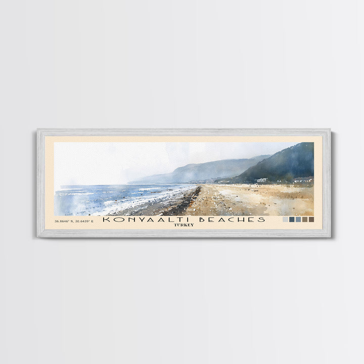 Konyaaltı Beaches, Turkey Watercolor Beach Print, Vacation Gift, Turkey Wall Art, Beach Painting, Beach Decor, Beach Painting