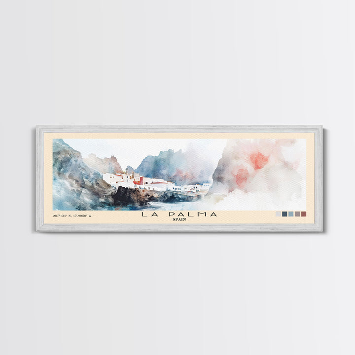 La Palma, Spain Watercolor Print, Vacation Gift, Spain Wall Art, Beach Painting, Beach Decor, Large Wall Art, Wood Frame Art