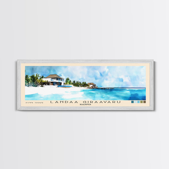 Landaa Giraavaru, Maldives Watercolor Beach Print, Vacation Gift, Maldives Wall Art, Beach Painting, Beach Decor, Beach Painting