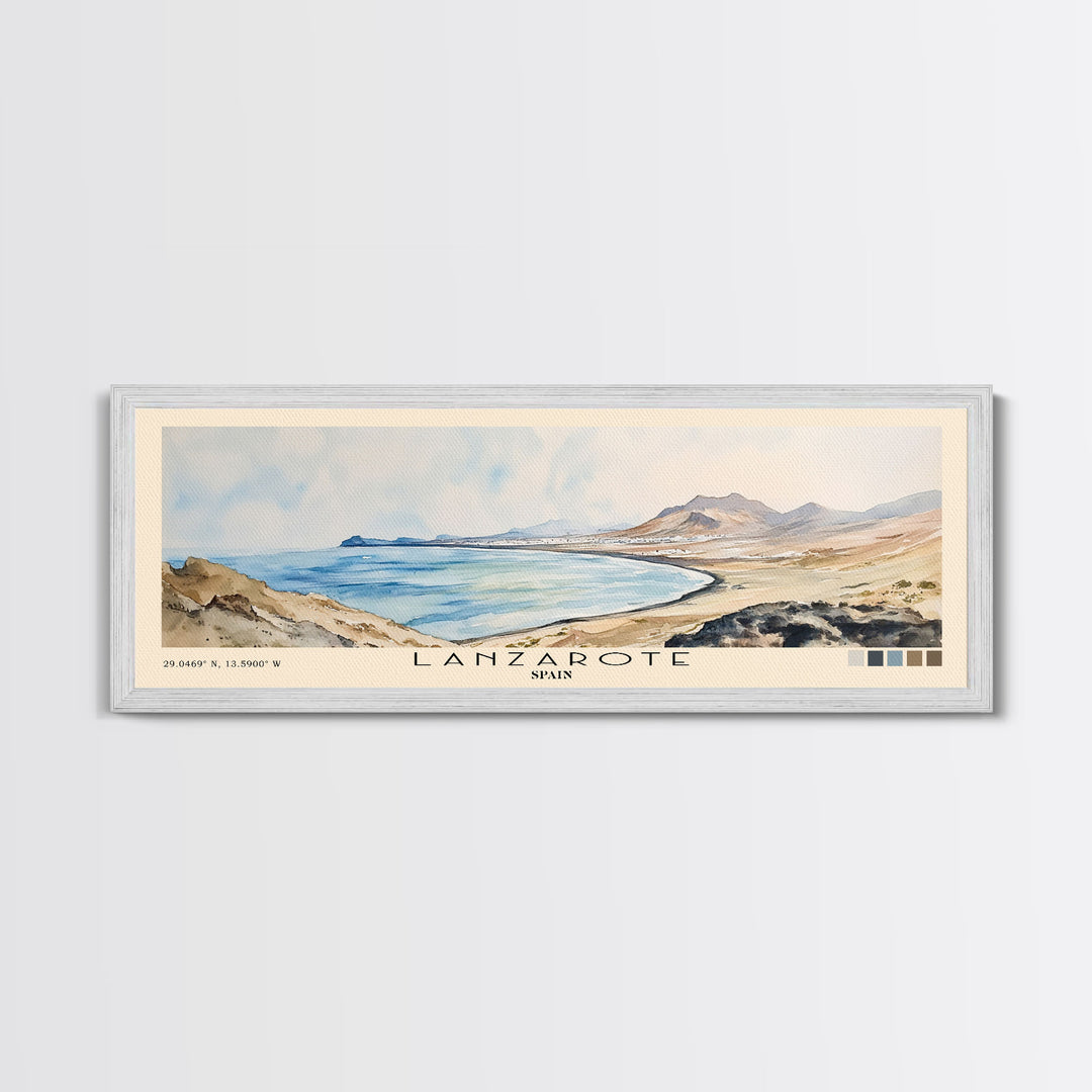 Lanzarote, Spain Watercolor Print, Vacation Gift, Spain Wall Art, Vacation Wall Art, Vacatation Memories, Beach Decor, Beach Or Lakehouse Art