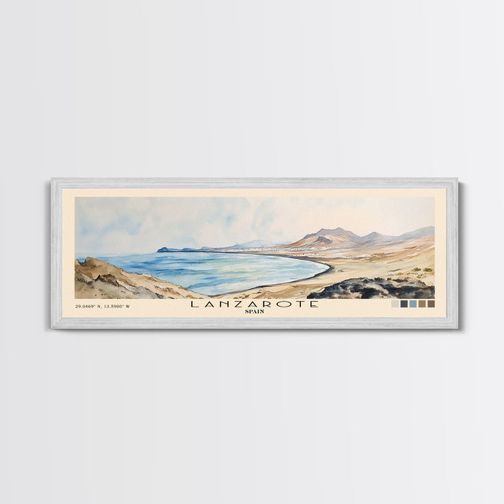 Lanzarote, Spain Watercolor Print, Vacation Gift, Spain Wall Art, Vacation Wall Art, Vacatation Memories, Beach Decor, Beach Or Lakehouse Art