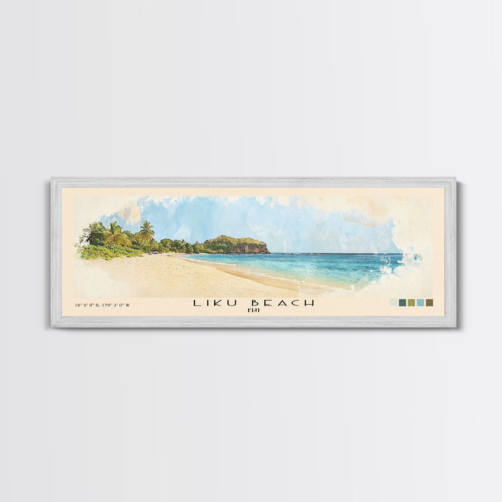 Liku Beach, Fiji Watercolor Print, Vacation Gift, Fiji Wall Art, Beach Painting, Beach Decor, Beach Or Lakehouse Art